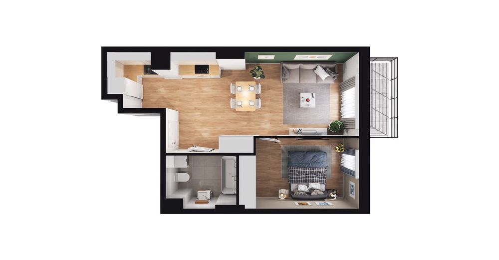 2-pokojowe mieszkanie 40 m² Bezpośrednio - Widok 2