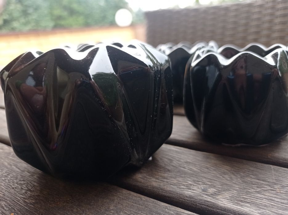 Zestaw świeczniki porcelanowe czarne