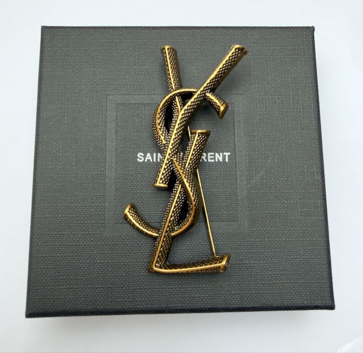 Broszka zawieszka ysl snake stare złoto 7 cm