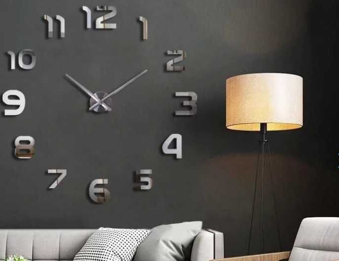 ХИТ!Настенные 3D часы 120 см большие серые ZH002.УСПЕЙ!