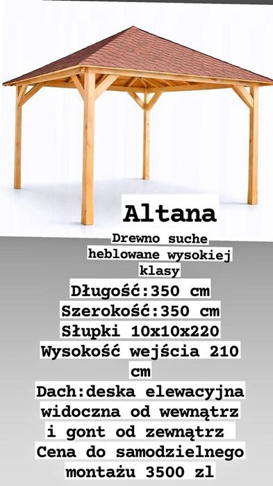 Altana ogrodowa zadaszenie 350x350