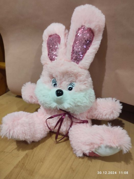 Іграшка дитяча зайчик рожевий