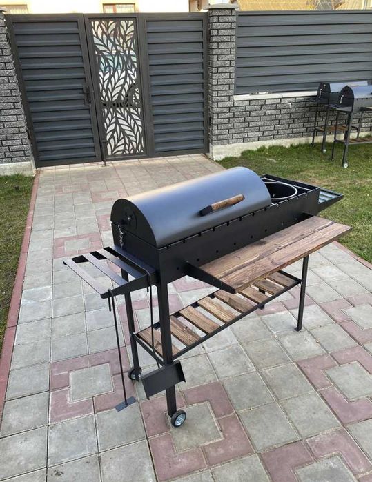 Пересувний мангал гриль з кришкою для барбекю метал 5 мм ПОСИЛЕНИЙ