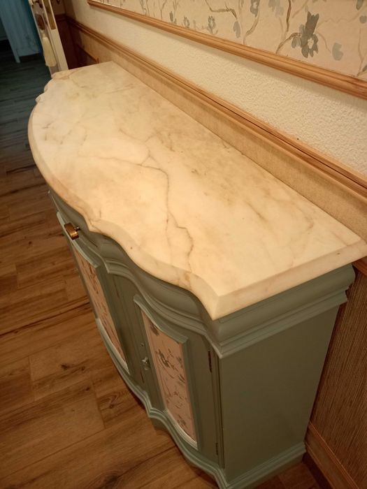 Aparador nogueira,azul,bege,branco.Tampo pedra.LER DESCRIÇÃO TOTAL !