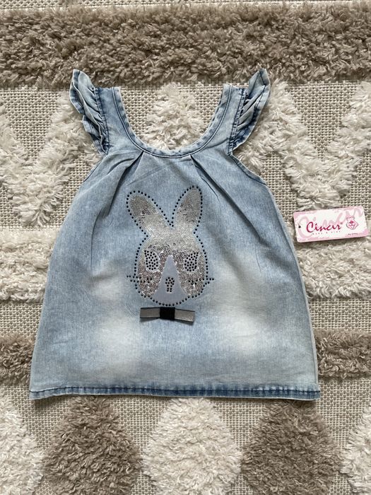 Cincir sukienka jeansowa 9-12m (rozmiar 74-80) nowa z metką