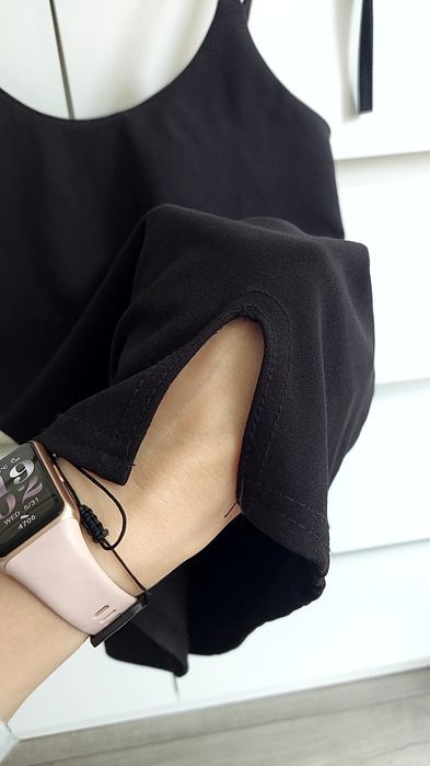 Czarna spódniczka mini w stylu ogrodniczki dungaree skirt wiązana S