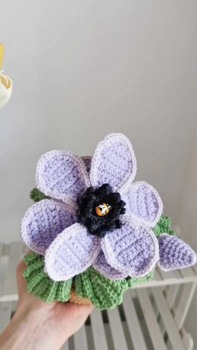 Zawilec na szydełku, kwiaty, anemon handmade