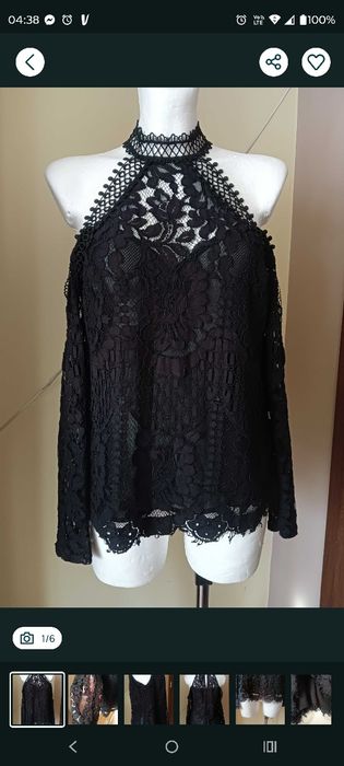 Czarna koronkowa gotycka bluzka gothic lolita Visual Kei alternatywka