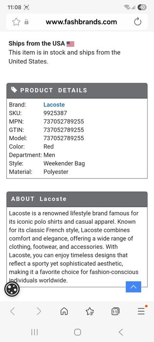 Torba podróżna Lacoste live parfums