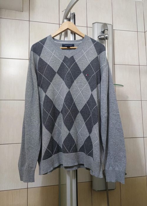 Sweter sweterek klasyczny Tommy Hilfiger denim XL siwy szary ciemny ja