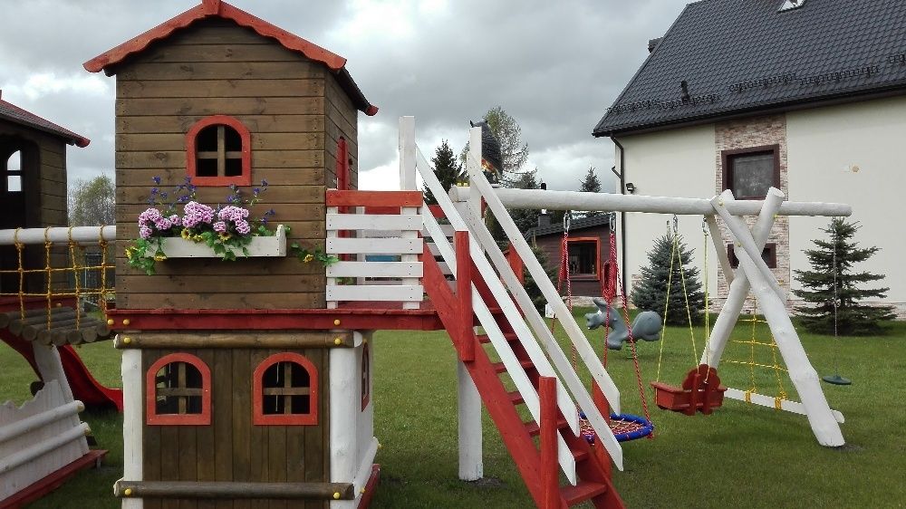 plac zabaw domek ślizg mostek balkon ATEST CERTYFIKAT montaż PL