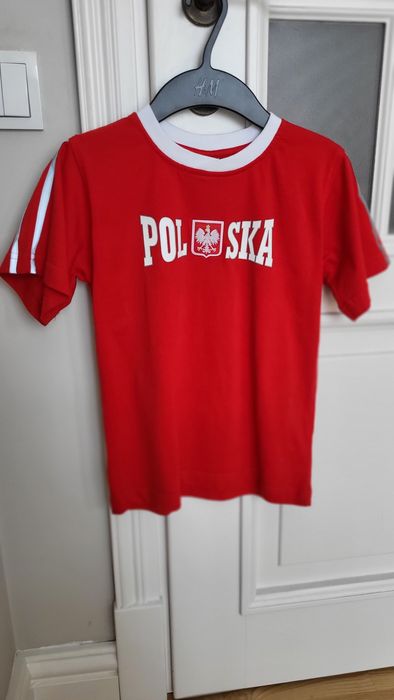 Koszulka dzicięcą  bawełniana Polska (czerwona) rozmiar 146