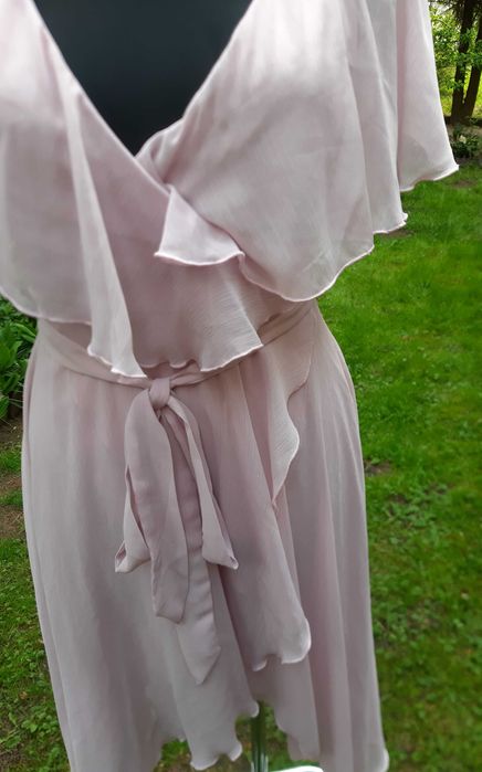 ?Sukienka hiszpanka Asos  36/38 pudrowy róż komunia, chrzest ślub S/M