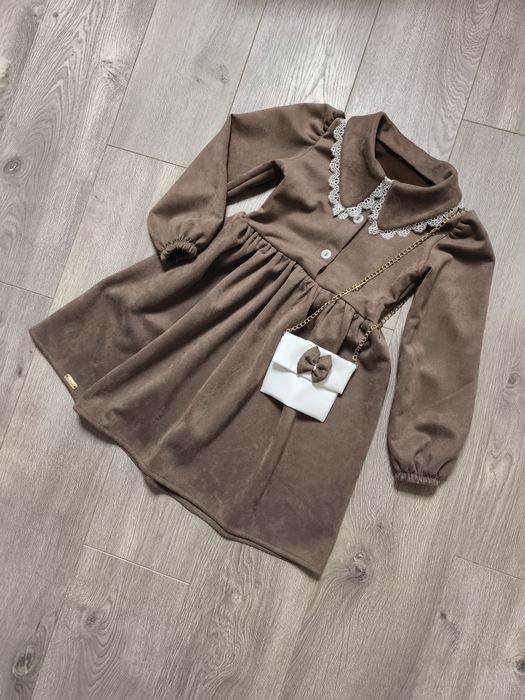 Продам замшеве коричневе нарядне плаття платячко сарафан + сумочка