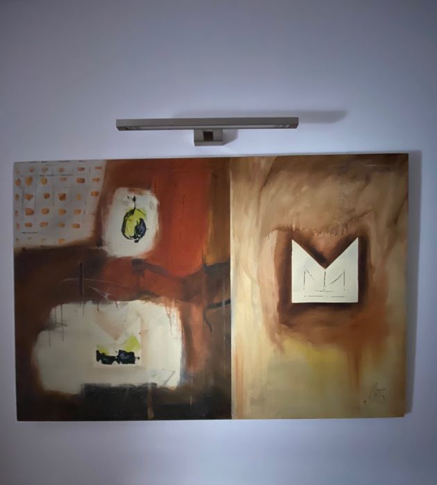 Óleo sobre tela em tons terra