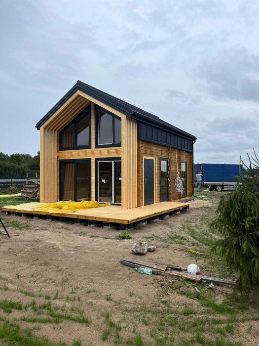 Drewniany domek letniskowy Horyzont 65 + 21 m2 - ROD, ośrodek wypoczyn