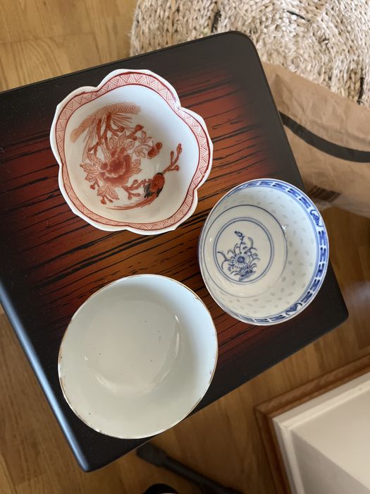 Conjunto de 3 taças de louça chinesa