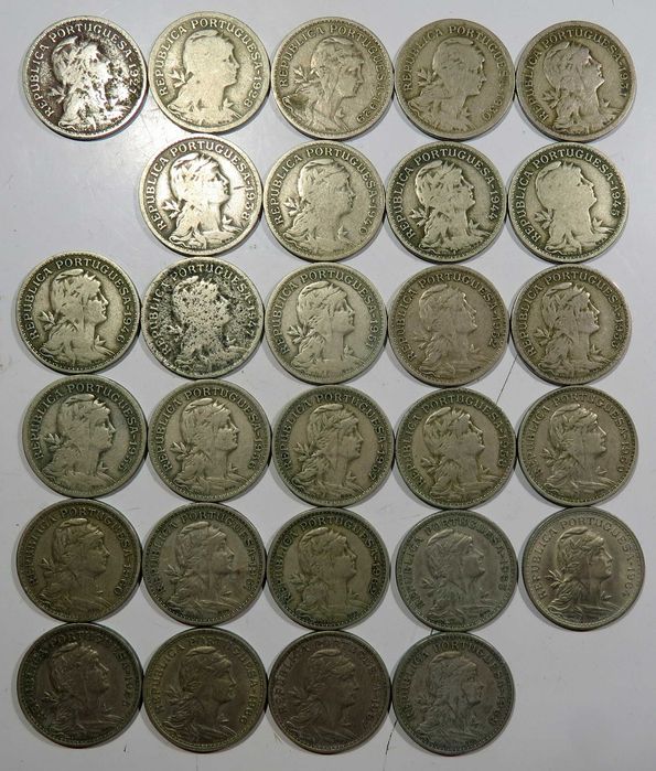 Moedas Republica Portuguesa - Série quase completa 0$50 Alpaca ( falta 1935 ) só 15€