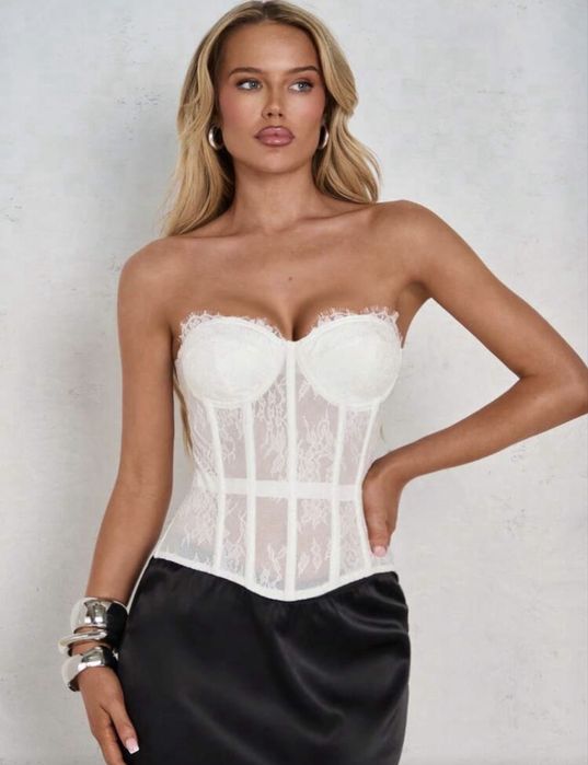 Корсет білий мереживний