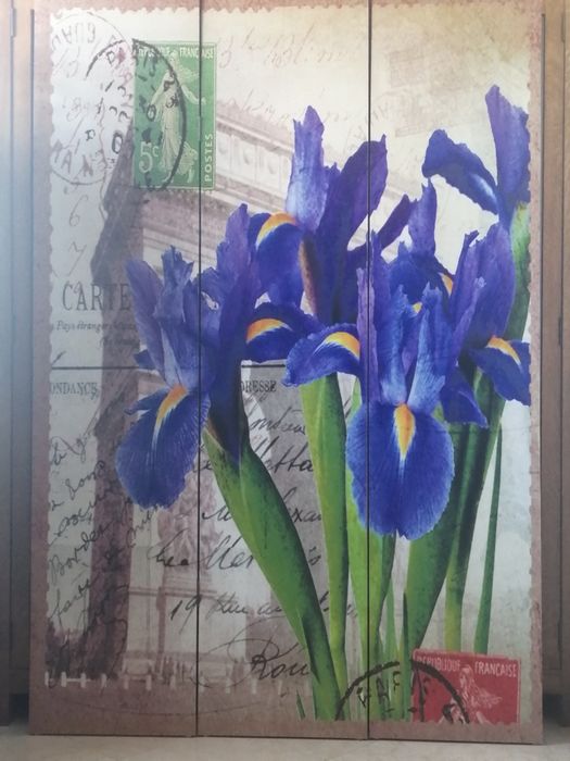 Biombo 2 faces c Lirios e rosas