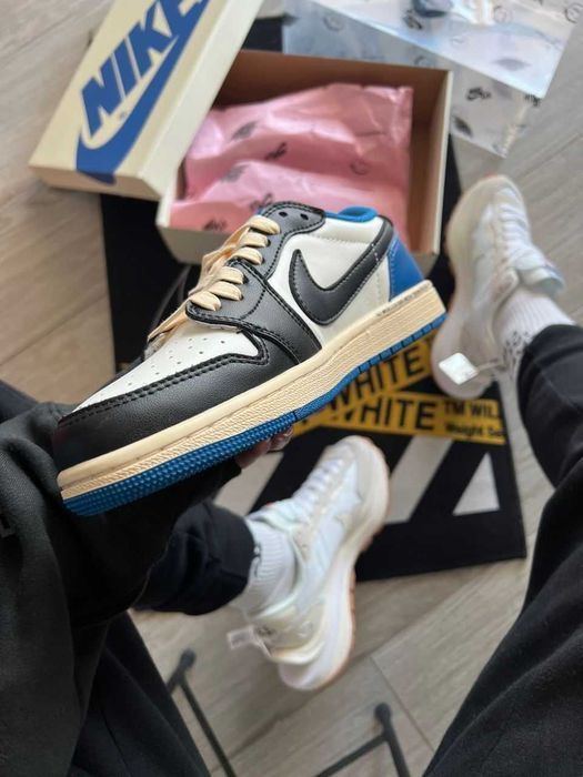 Кросівки Nike Air Jordan 1 Low Fragment x Travis Scott Blue Luxe
