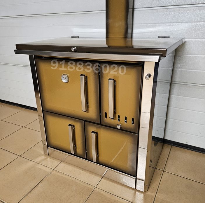 Fogão Lenha INOX Cor Castanho - NOVOS - Fabrico Nacional