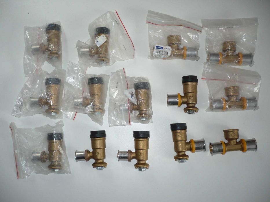 kształtki mosiężne zaciskane KAN Therm kolana trójniki 1/2" pex 16 20 U TH