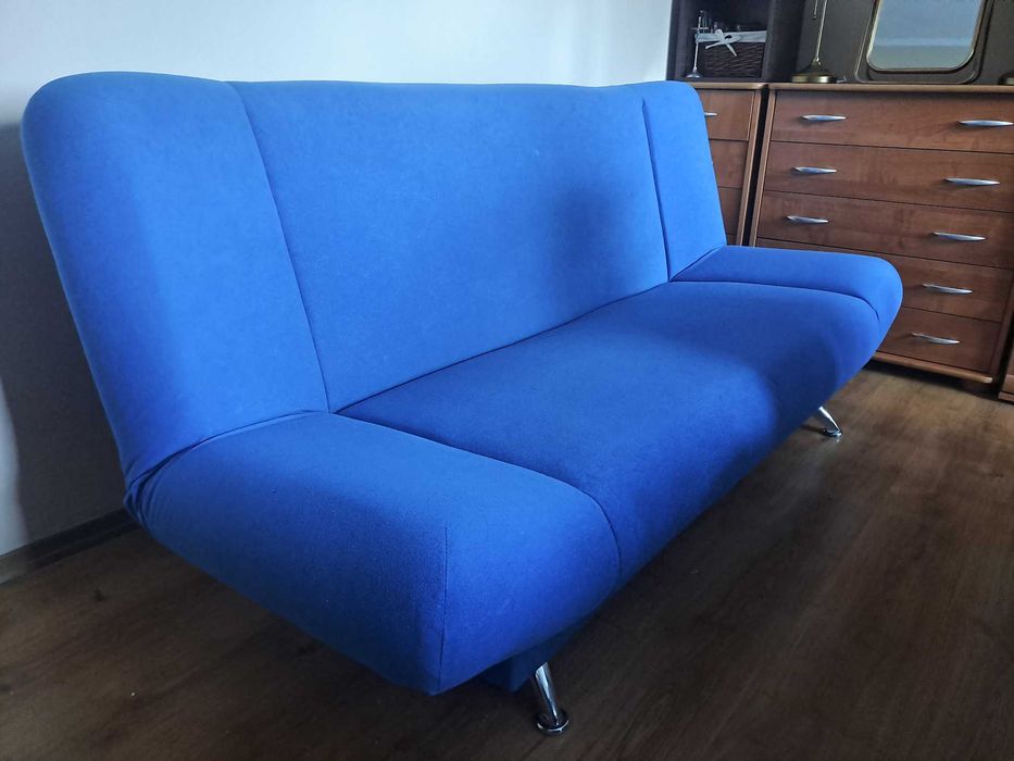 Sofa dwuosobowa welur niebieska Royal Blue stan bardzo dobry ZA DARMO