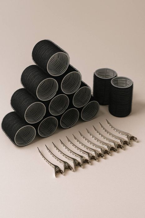 Бігуді липучки з затискачами набір