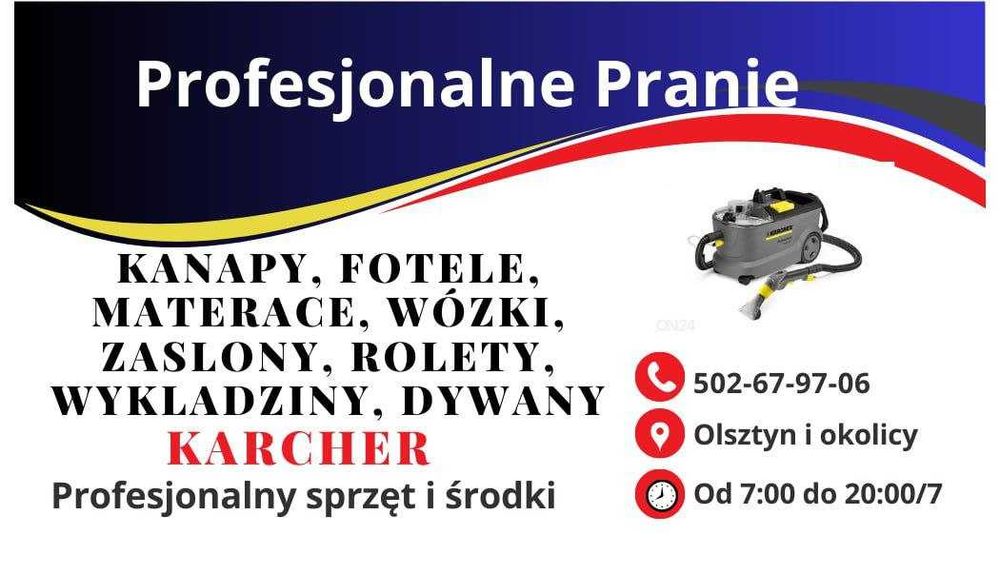 Pranie tapicerki meblowej, kanap, narożników, foteli. Usuwanie plam, zabrudzeń i nieprzyjemnych zapachów - Olsztyn i okoloce