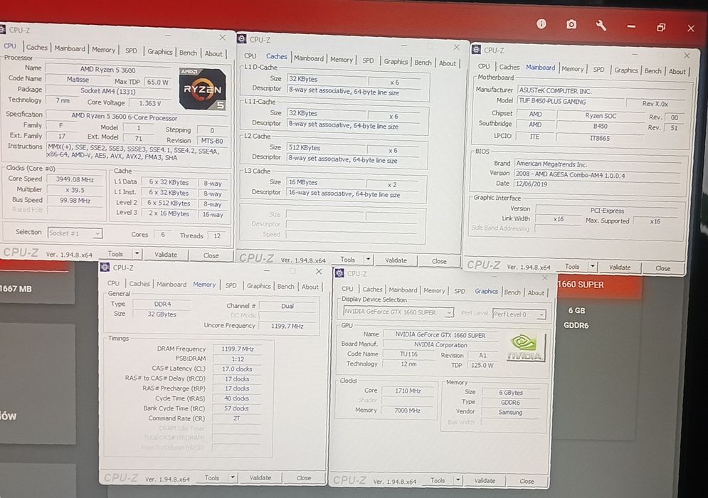 RYZEN 5 3600, 32GB DDR4, GTX 1660 Super 6GB, 630W 80plus