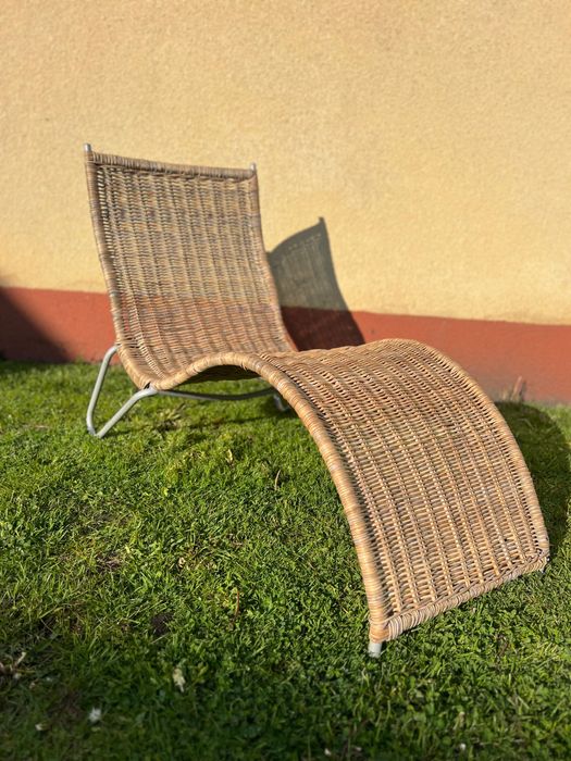 Relaksujący Leżak Ogrodowy / Balkonowy z Naturalnego Rattanu