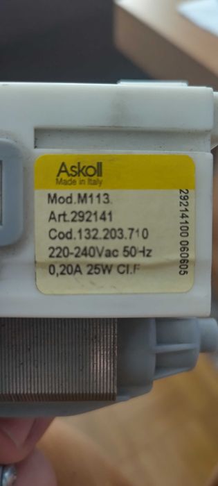 Pompa odpływowa do pralki Electrolux lavamat askoll m113 silnik