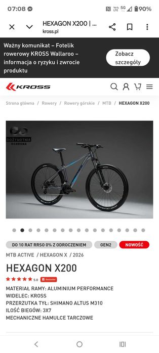 Rower. Kross hexagn
