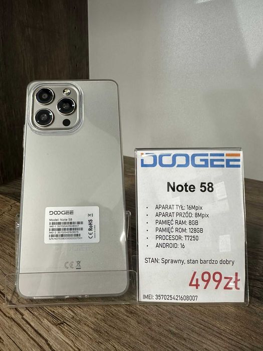 Smartfon Telefon DOOGEE Note 58 8/128GB stan bdb gwarancja