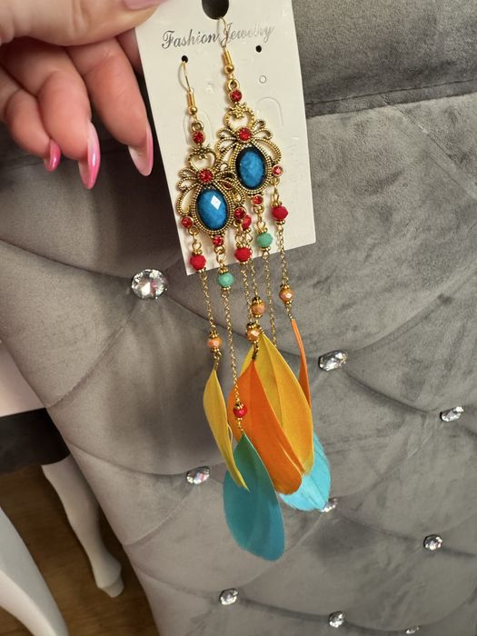 Kolcxyki piórka kolorowe boho