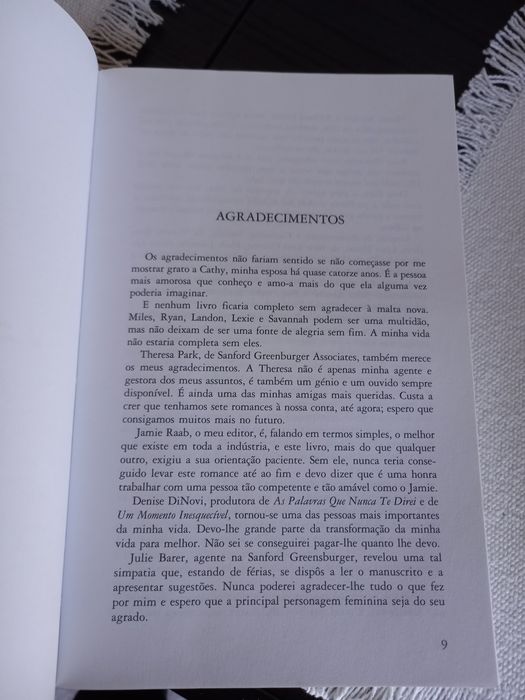 Livro/romance de Nicholas Sparks