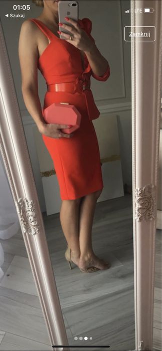 Sukienka czerwono pomatańczowa 38 it42 elisabetta franchi