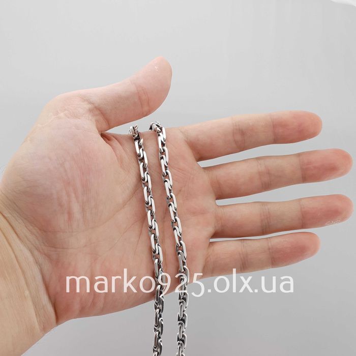 Товстий срібний ланцюжок якір гранений. Чоловіча масивна цепочка Біт