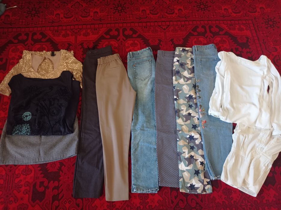 Пакет фирменных вещей S. Платье, брюки, юбка, блузки, джинсы, 11 шт.