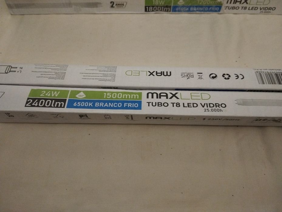 Tubo LED T8 Vidro G13 Ligação 2 Lados 24W 6500K