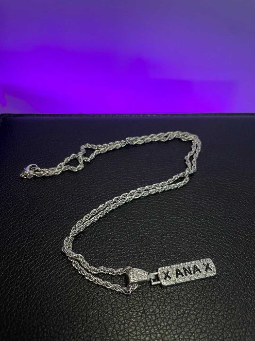 Srebrny naszyjnik iced out cyrkonie streetwear Y2K