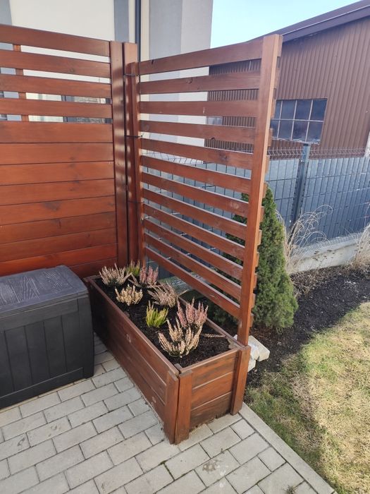 Donica skrzynia ogrodowa na kwiaty z pergolą drabinka drewniana