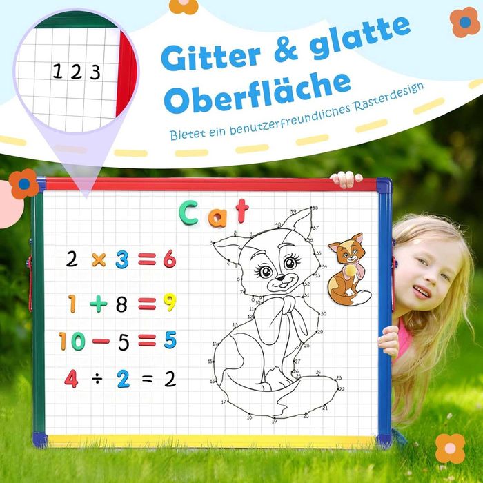 Tablica magnetyczna 60x45 dla dzieci, do nauki w domu, z markerami