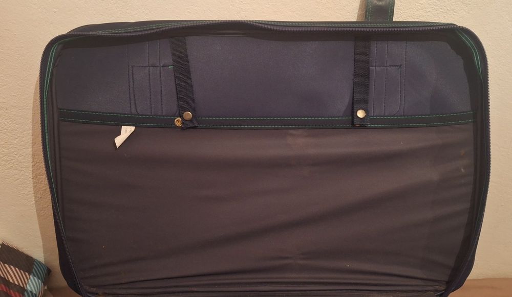 Mala de viagem grande azul e verde