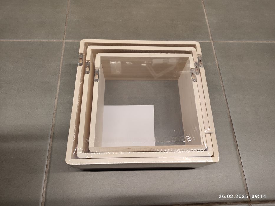 Nowe drewniane półki skrzynki organizery 3 sztuki