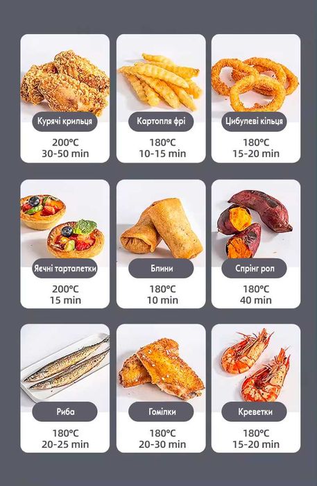 Аерогриль Gold Diamond 8 в 1 з сенсорним екраном на 8 літрів 4000вт