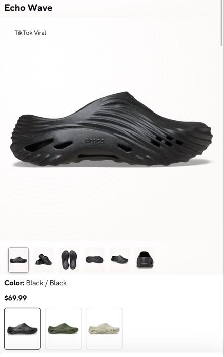 Крокс Crocs Echo Wave Black оригінал розмір M7 W9 (39-40) з США