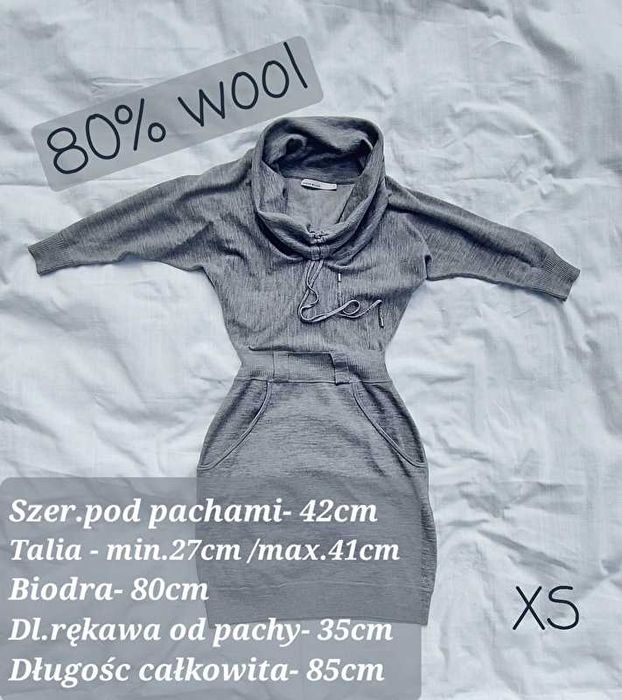 XS Karen Millen wełniana sukienka z golfem
