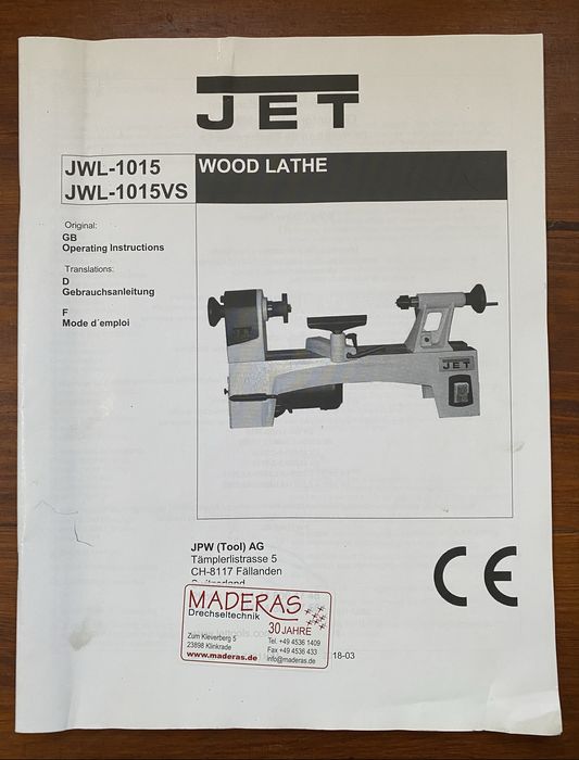 Torno mecânico p/ Madeira. Wood Lathe JET